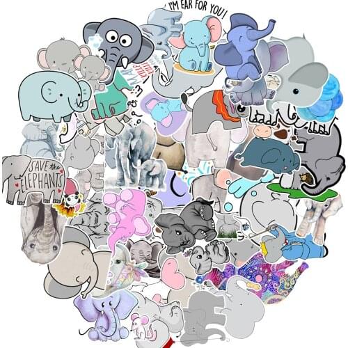10/30/50PCS Cute Animal Elephant Stickers Cool Decals Motorcycle Travel Luggage Guitar Skateboard Waterproof Kid Cartoon Sticker