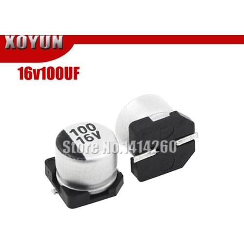 10PCS Electrolytic capacitor 16v100uf 6.3*5.4mm SMD aluminum electrolytic capacitor 100uf 16v