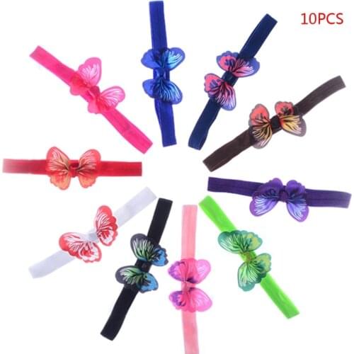 10pcs Baby Headband Newborn Hair Band Butterfly Girls Infant Princess Headdress Childrens Baby Accessories