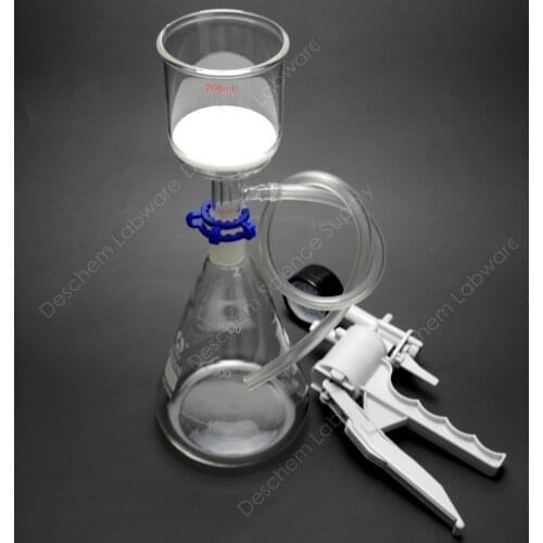 1000ml,Vacuum Suction Filter Device,200ml Buchner Funnel,1L Flask,W/Handle Pump