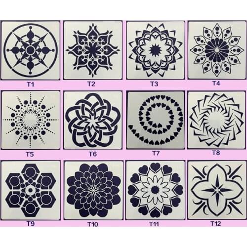 12pcs Mandala Drawing Dotting Tools Template Stencil Set for DIY Painting Drafting Art Craft Scrapbook Album Decorative Template