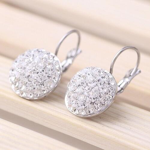 2021 Fashion personality jewelry Crystal from Swarovskis Simple Titanium Steel Inlaid Crystal Earrings Fit Women and female