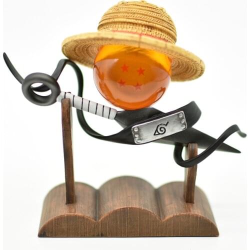 3 in 1 Anime Memories One Piece Luffy Straw Hat Wukong Four-star Ball Ninja Shuriken Kunai Action Figure model GK toy kids gift