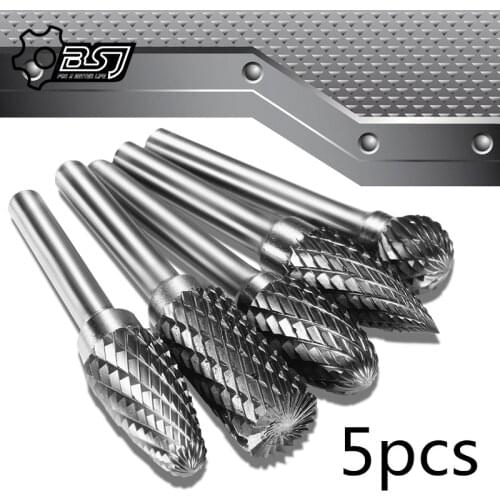 5Pcs 1/4 Inch 6mm Head Tungsten Carbide Rotary Point Burr Milling Cutters Die Grinder Shank Set For The Mill