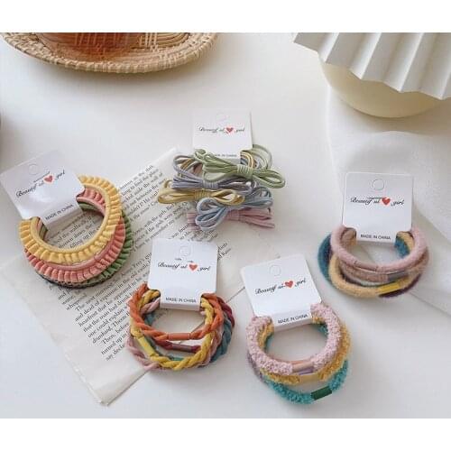 5 Pcs/lot Simple Candy Colors Scrunchie Women Girls Elastic Hair Rubber Bands Accessories Tie Hair Ring Rope Holder Headdress