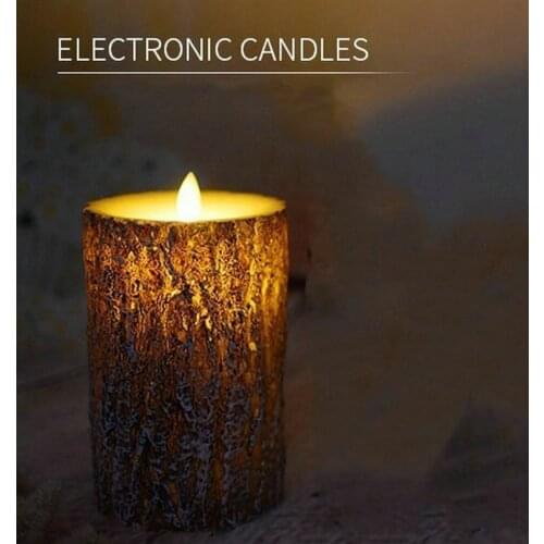 Battery operated Dancing Moving wick LED Pine tree Candle Paraffin Wax Pillar Swinging Flame Wedding f/Home Party Club-12.5cm(H)