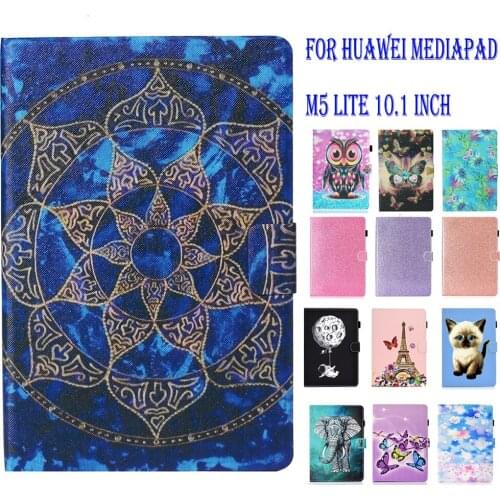 Tablet Cover For Huawei Mediapad M5 Lite Case 10.1" Stand Wallet Funda For Huawei M5 Lite 10 Case Stand Flip Fashion Pattern