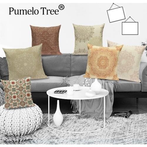 Mandala Stripe Decor Cushion Cover Vintage Circle Sofa Throw Pillow Case Floral Line Decorative Pillowcases Linen Sierkussens