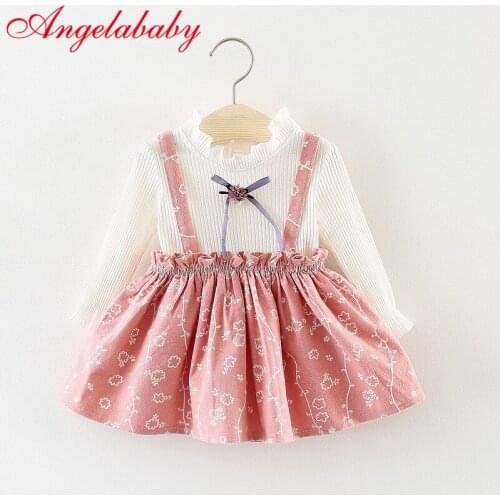 2021 Hot Sale Toddler Kids Baby Girls Long Sleeve Flower Print Clothes Party Princess Dresses Dropshipping Baby Clothes