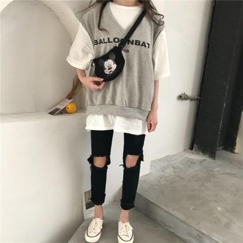 Disneys new cartoon Minnie Mickey Mouse shoulder bag messenger bag waist bag cute trend handbag wallet mobile phone bag clutch