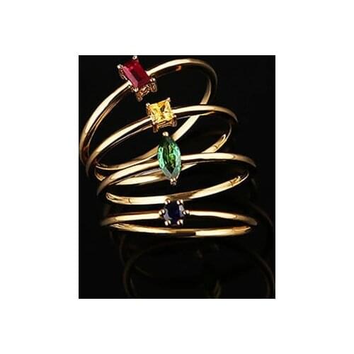 Designers unique creative natural rectangular ruby opening adjustable ring fresh and elegant fashion ladies silver jewelry