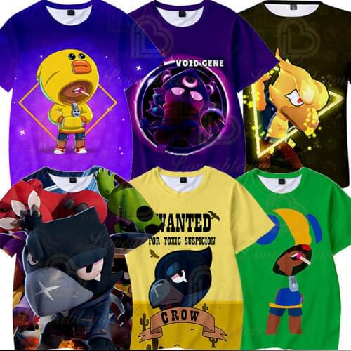 Crow and Stars,Spike Leon Shooter Boys Girls 3D PRIMO MORTIS Short T-shirt Shelly Tshirt Kids Game Shirt Tops Birthday Gift