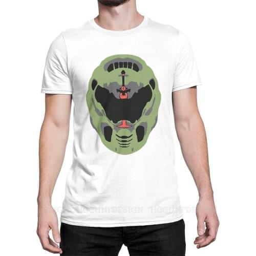 Graphic Print Cotton T-Shirt Camiseta Hombre Doom Slayer Shooting Games Men Fashion Streetwear Adult Shirt Loose Tee
