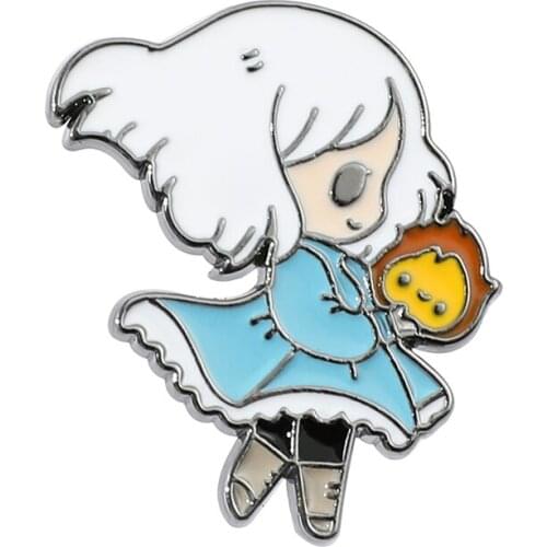 Howls Moving Castles Miyazaki Hayaos Enamel Pin Cute Cartoon Magic Wizard Medal Brooch Jewelry Anime Movie Fans Gift Jewelry