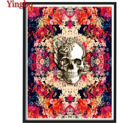 Skull Flower Painting Full Drill DIY 5D Diamond Painting cross stitch kits halloween gift diamond mosaic pattern embroidery bead