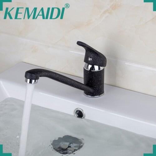KEMAIDI Fashion Style Oil Rubber Brushed Waterfall Bathroom Faucet Bathroom Basin Mixer Tap with Hot and Cold Water Mixer Tap