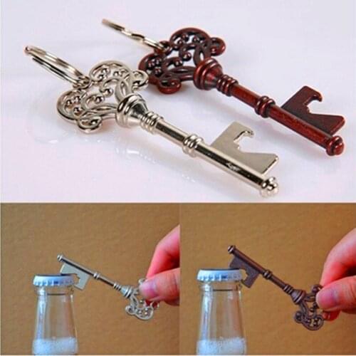 Key Shape Beer Bottle Opener Key Ring Metal Bronze/Silver Portable Gifts Vintage Retro Keychain Opener