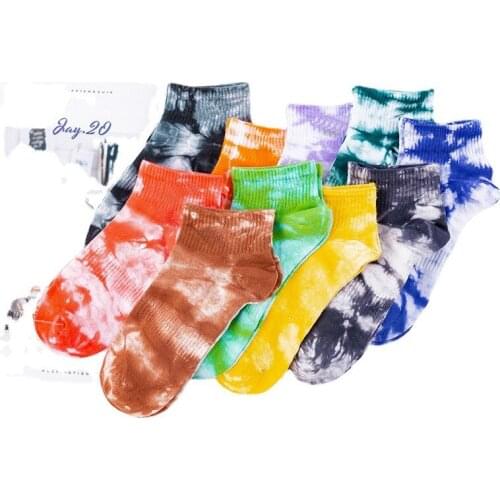 3pcs New Couples Men and Women Socks Cotton Colorful Vortex Tie-dye Harajuku HipHop Skateboard Funny Happy Weed Low Tube Socks