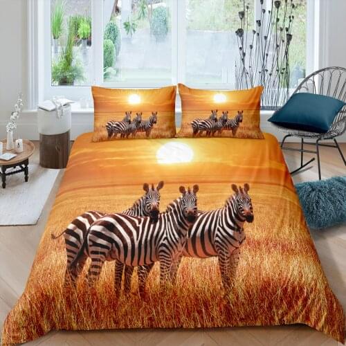 3D Print Zebra, Deer, Elephant Bedding Set King Size Bed Linen Bedclothes Cotton Duvet Cover Sets Double Single Bed Set Queen