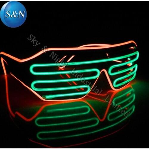 Top party tools (Orange+Green) Mix color EL party Shutter Glasses LED glasses+3V Inverter