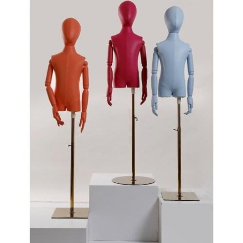7-9-year-old Leather Dressmaking Mannequin Kids Tailors Body Bust Display Shelf with Adjustable Dummy Adjustable Height Stand