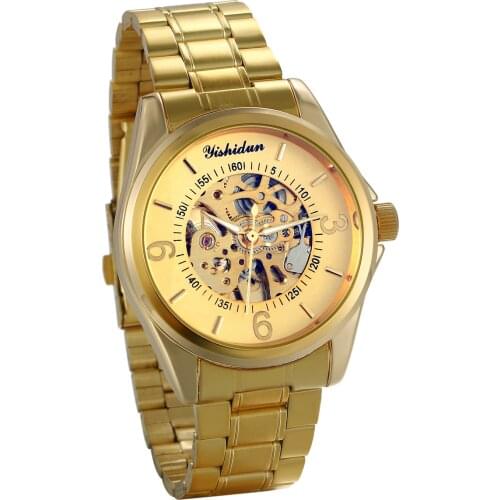 Mens Automatic Mechanical Steampunk Watch Military Novelty Skeleton Stainless Steel Business Wristwatch