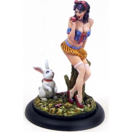 Unpainted Kit 1/32 54mm fantasy - Pin Ups modern girl and Rabbit figure Historical Resin Figure miniature garage kit