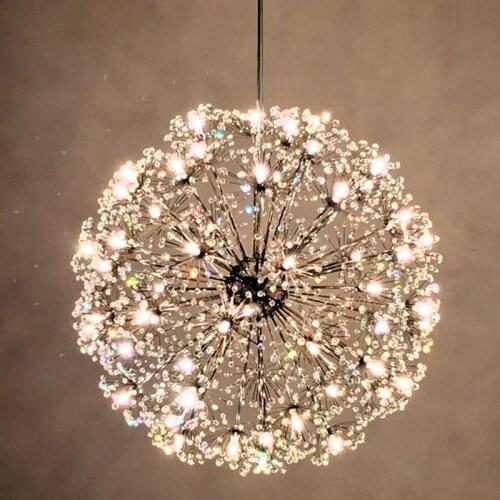 Nordic personalized luxury romantic bedroom living room LED Crystal Pendant Light creative dandelion restaurant pendant lamp