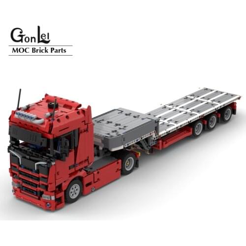 NEW MOC Model Scanias Truck and Steering Trailer Building Blocks Bricks High-Tech Cars DIY Assembly Educational Toys Gifts