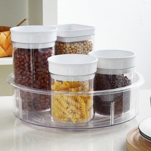 Newest Plastic Transparent Kitchen Storage Holders Home Tableware Rotating Plate Rack Storage Tray kitchen organizer Fast Ship