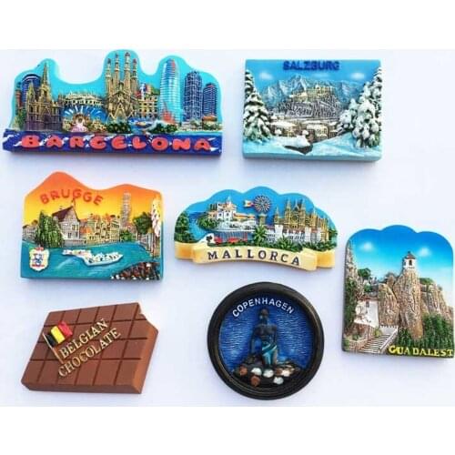 1pcs New Arrival Spain Austria Denmark Belgium Tourist Souvenirs Fridge Magnets Home Decorations