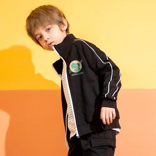 Autumn New Childrens Cardigan Boys Girls Fashion Cartoon Dinosaur Print Long Sleeve Zipper Jacket Kids Winter Coat