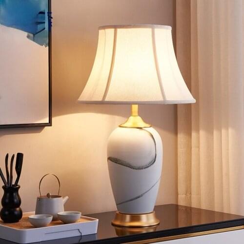 Zen Chinese Fengshui Ink New Chinese Style Warm Luxury Ceramic Table Lamp For Bedroom Master Bedroom Bedside Light Night Light
