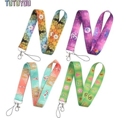 PC2385 Yoga Painting Art Key Chain Lanyard Neck Strap For Phone Keys ID Card Creative Lanyards