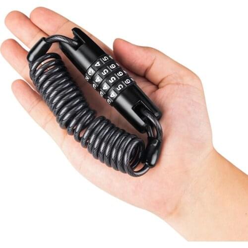 Portable Mini Helmet Steel Cable Lockstitch Chain Durable 4 Digit Password Combination Anti-theft Cable Lock Bike Accessories