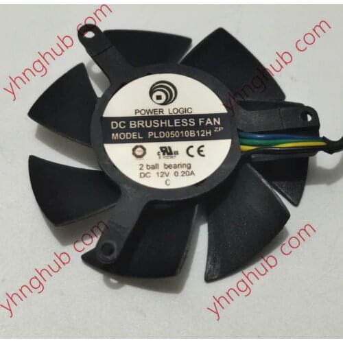 Power Logic PLD05010B12H DC 12V 0.20A 46 mm Dia. 39mm c.t.c 4-Wire Server Frameless Cooling Fan
