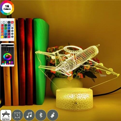 Cool Night Light LED Acrylic 3D Desk Lamp Reconnaissance Aircraft Desk Lamp Decoration for Kids Room Smart Phone Control Gift