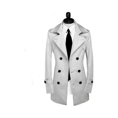 Sexy trench coat men overcoat long sleeve mens clothing business Free shipping 2020 new designer slim grey plus size S - 9XL