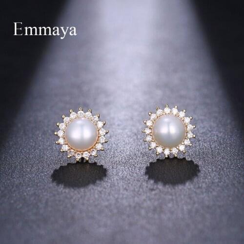Emmaya New For Women Regular Arrangement Round Sunflower-shape Cubic Zircon Lovely Earring Fashion Statement Charming Wearing