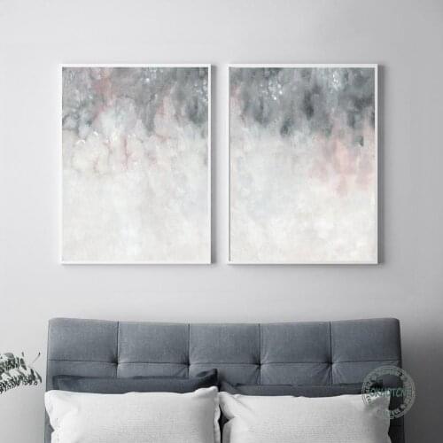 Gray White Abstract Canvas Painting Bedroom Decor Blush Pink Grey Art Posters And Prints Wall Pictures Modern Home Decoration