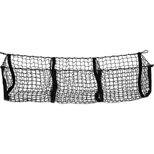 Trunk Cargo Organizer Storage Net - Heavy Duty Cargo Net For Car, Pickup Truck Bed - Black Mesh With Free Four Metal Carabiners