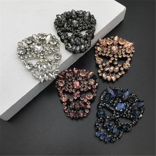 Rhinestones Skull Beaded Sequins Sew On Patches for clothes DIY Patch Applique for Jackets Biker Patch Clothes Badges
