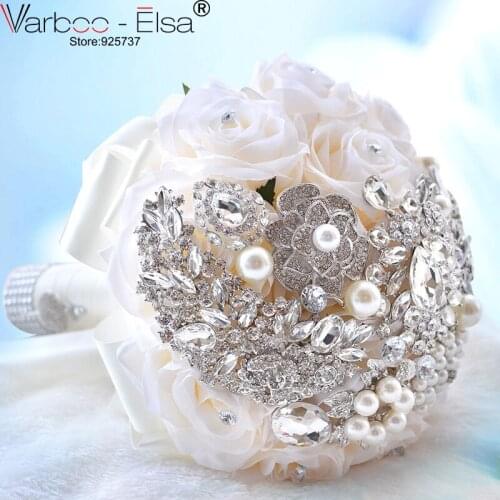 Bouquet De Mariage 5 Colors Crystal Pearls Wedding Bouquets Satin Wedding Flowers Bridal Bouquets Gorgeous Ramo De Novia 2018