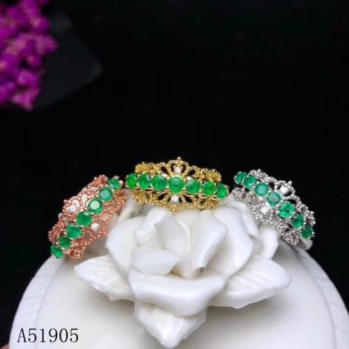KJJEAXCMY boutique jewelry 925 sterling silver inlaid natural emerald jewelry female luxury ring 3 color support detection