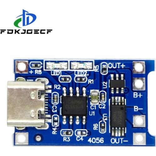 10PCS type-c USB 5V 1A 18650 TP4056 Lithium Battery Charger Module Charging Board With Protection Dual Functions 1A Li-ion