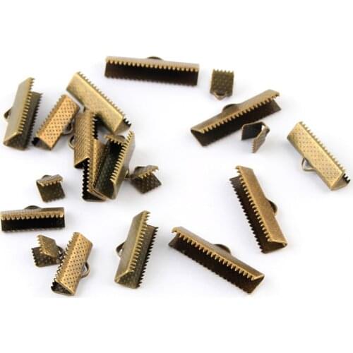 50pcs/lot Bronze Flat Cover Clasps Cord Crimp End Beads Foldover Fit Necklace Bracelet Connectors Findings DIY