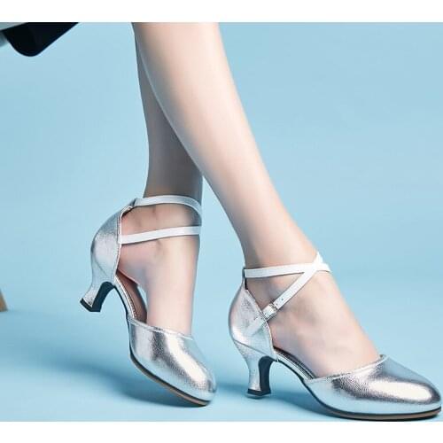 Latin Dance Shoes Genuine Leather Womens Latin Shoes for dancing Ballroom Tango Dance Shoes Medium Heel Dance Sneakers LA001