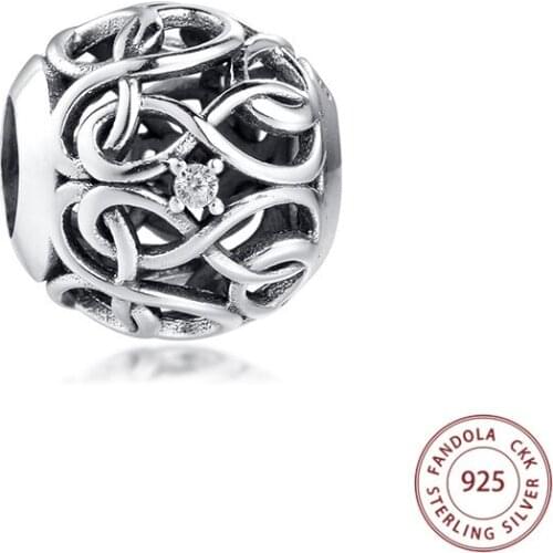 Fandola Fits Pandora Bracelets Infinity Openwork Charms 925 Sterling Silver Women DIY Beads for Jewelry Making kralen