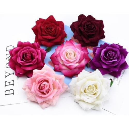 1/5 Pieces 10CM velvet roses head Valentines Day gifts wedding bridal accessories clearance home decor artificial flowers cheap
