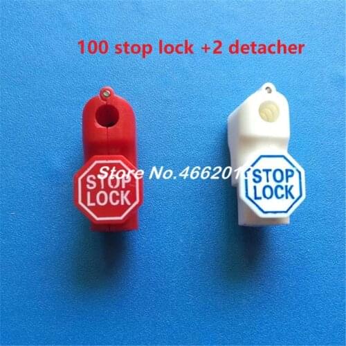 100+2) PCS RED Security Detacher Magnetic Force 5000gs and Anti-Theft Magnetic Security Stop Locks for fashion store